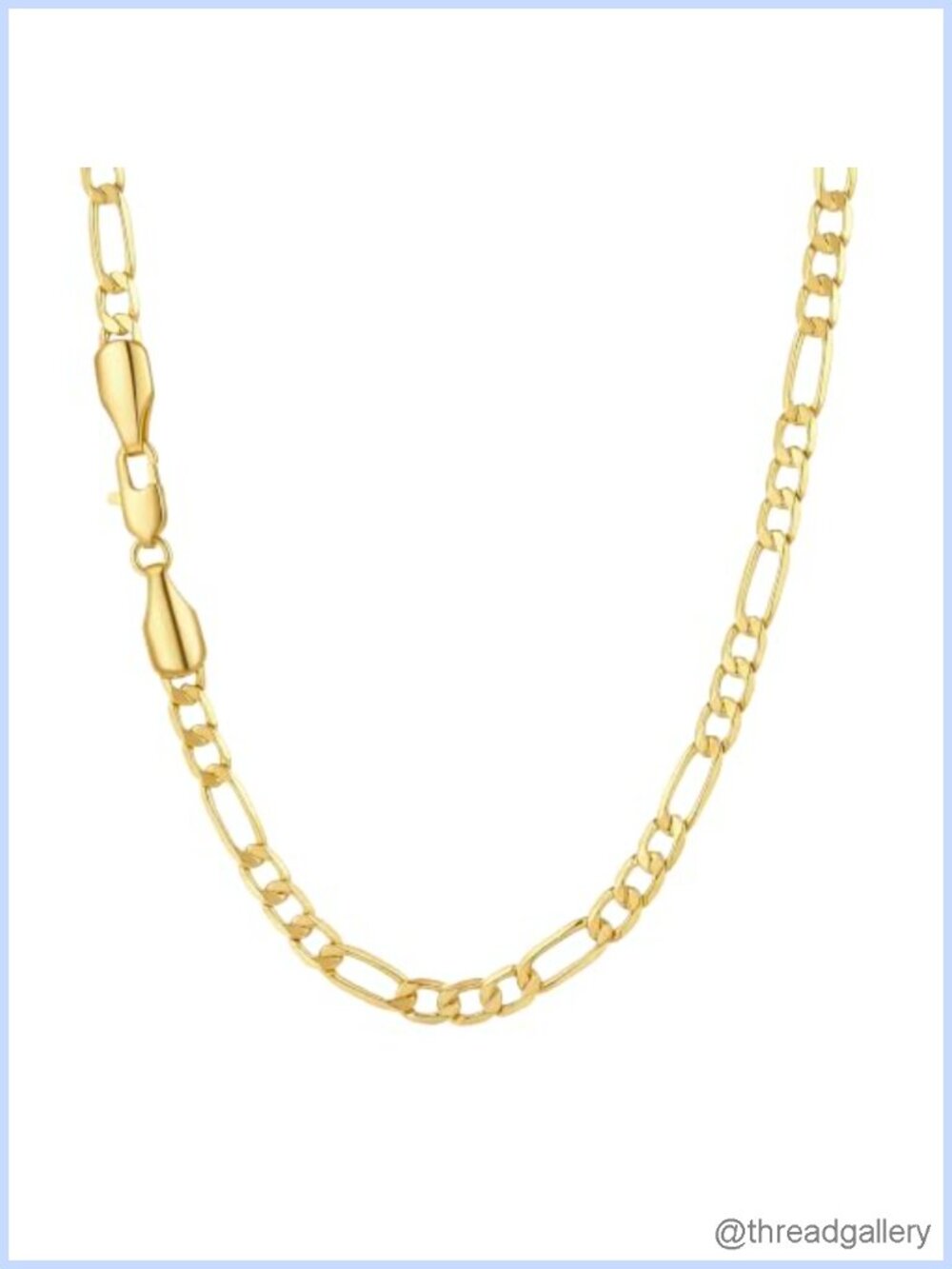 14K Gold Plated Figaro Chain Necklace 3/5/7mm Lobster Clasp
